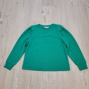 LOFT Women's Green Puff Sleeve Sweatshirt